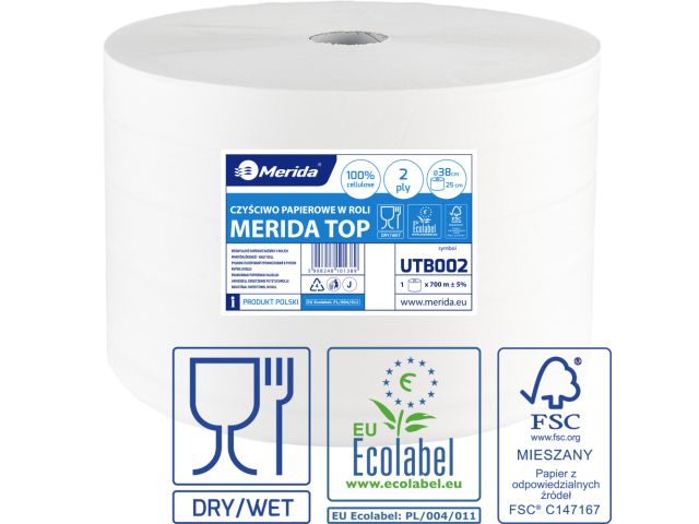 MERIDA TOP - industrial towel, white, 2 -ply, 100% cellulose, 700 m (1 pc. / pack.)